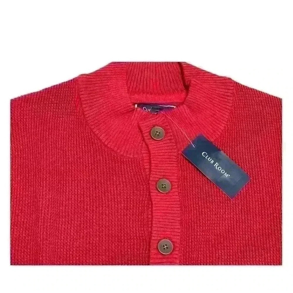 Club Room Mens Button Mock Neck Sweater Size L Anthem Red - Picture 8 of 11